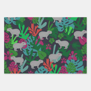 Niedliches Capybara Wrapping Paper Geschenkpapier Set