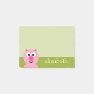 Niedliches Cartoon-Bauernhof-Schwein - Rosa und Li Post-it Klebezettel