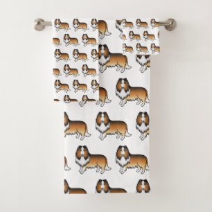 Niedliches Cartoon Dog-Muster für Sable Rough Coll Badhandtuch Set