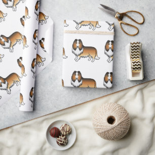 Niedliches Cartoon Dog-Muster für Sable Rough Coll Geschenkpapier