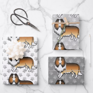 Niedliches Cartoon Dog-Muster für Sable Rough Coll Geschenkpapier Set