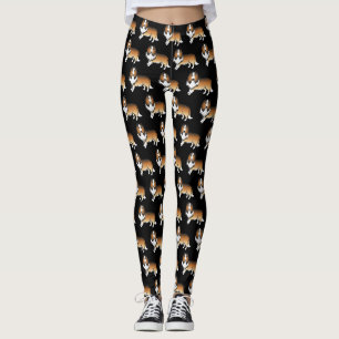 Niedliches Cartoon Dog-Muster für Sable Rough Coll Leggings