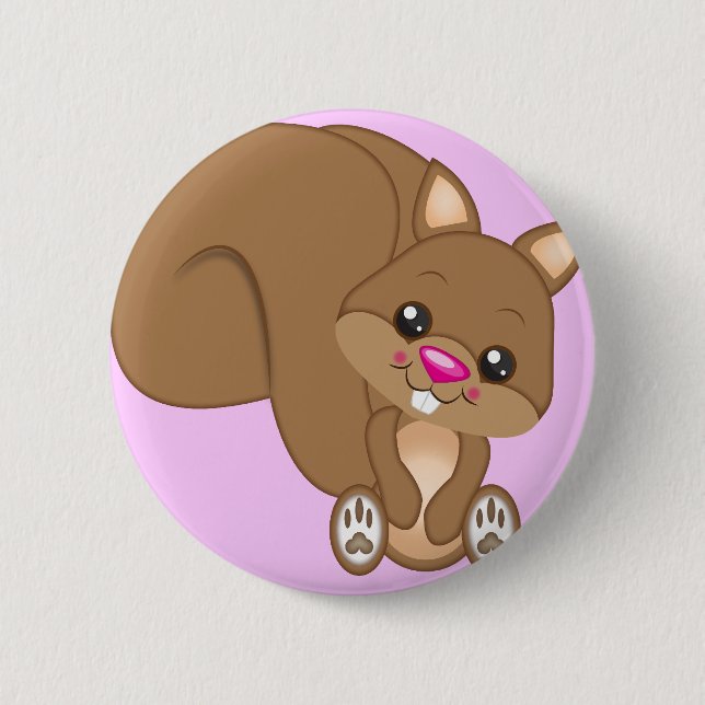Niedliches Cartoon-Eichhörnchen Button (Vorderseite)