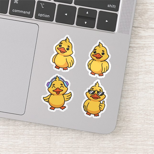 Niedliches Cartoon Enten Aufkleber Set (Detail)