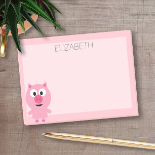 Niedliches Cartoon-Farm-Schwein - Rosa und Rosafar Post-it Klebezettel