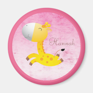 Niedliches Cartoon-Giraffen-Rosa personalisiert Magnet