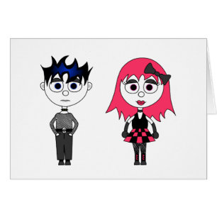 Niedliches Cartoon Goth Mädchen und Junge