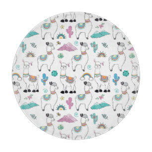 Niedliches Cartoon-Lama-Muster Schneidebrett