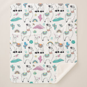 Niedliches Cartoon-Lama-Muster Sherpadecke