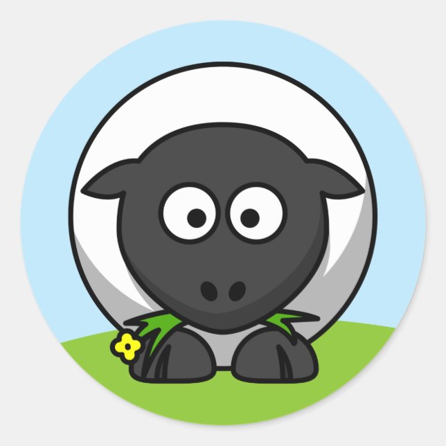 Niedliches Cartoon Lamb Runder Aufkleber (Vorderseite)