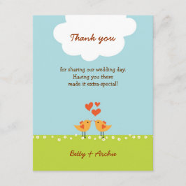 Niedliches Cartoon-Liebe-Vögel (Tag) Wedding Dankeskarte