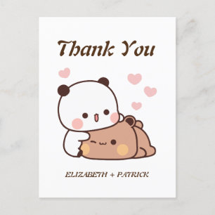 Niedliches Cartoon Paar, Kawaii Bear & Panda Viele Postkarte