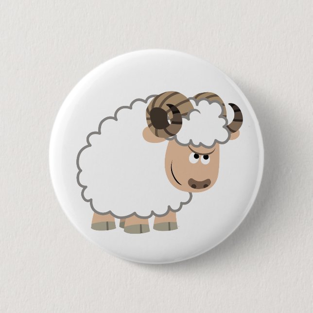 Niedliches Cartoon-Ram-Button-Abzeichen Button (Vorderseite)