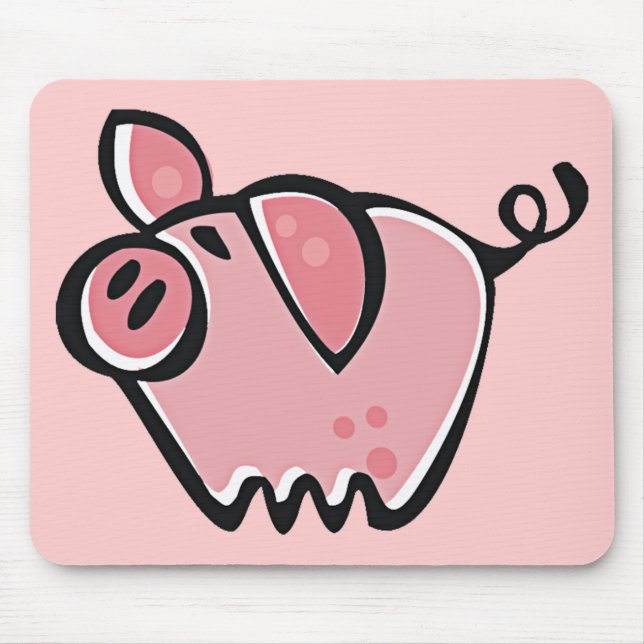 Niedliches Cartoon-Rosa-Schwein Mousepad (Vorne)