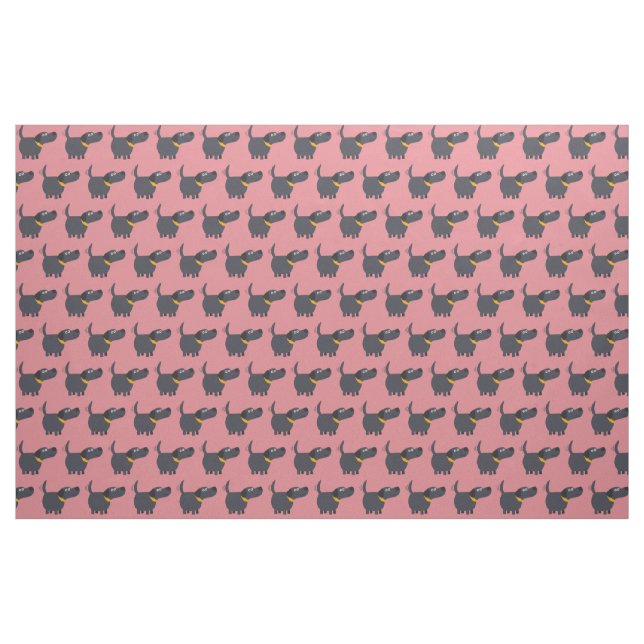 Niedliches Cartoon-Schwarz-Labrador-Gewebe Stoff (Yard (91,4 cm))