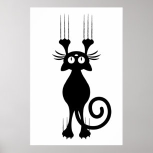 Niedliches Cartoon-schwarze Katzen-Verkratzen Poster