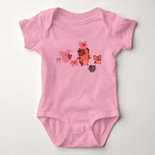 Niedliches Cartoon-Schwein-Familien-Baby Baby Strampler