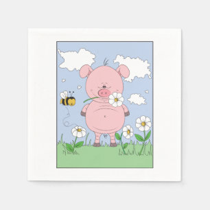 Niedliches Cartoon-Schwein Serviette