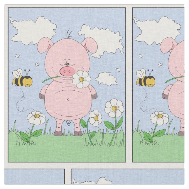 Niedliches Cartoon-Schwein Stoff (Nahaufnahme)