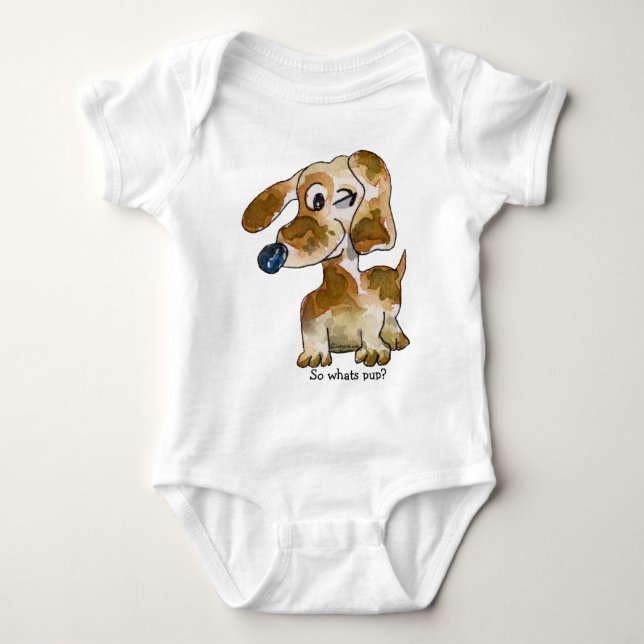 Niedliches Cartoon-Welpen-Hundebaby Baby Strampler (Vorderseite)