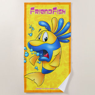 Niedliches Cartoonfisch-Badetuch Strandtuch