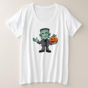 Niedliches, cartoonhaftes Frankenstein-Monster Große Größe T-Shirt