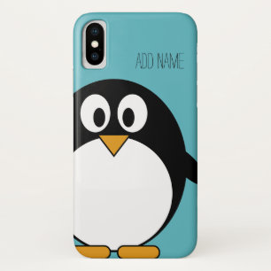 Niedliches Cartoonpenguin-Name-Blau iPhone X Hülle