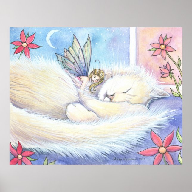 Niedliches Cat and Fairy Poster von Molly Harrison (Vorne)