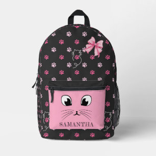 Niedliches Cat Coquette Bow Pink School Geschenk f Bedruckter Rucksack