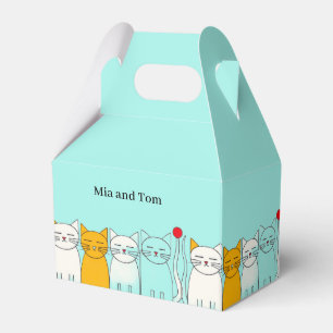Niedliches Cat Couple Gastgeschenk Box - Custom Fe Geschenkschachtel