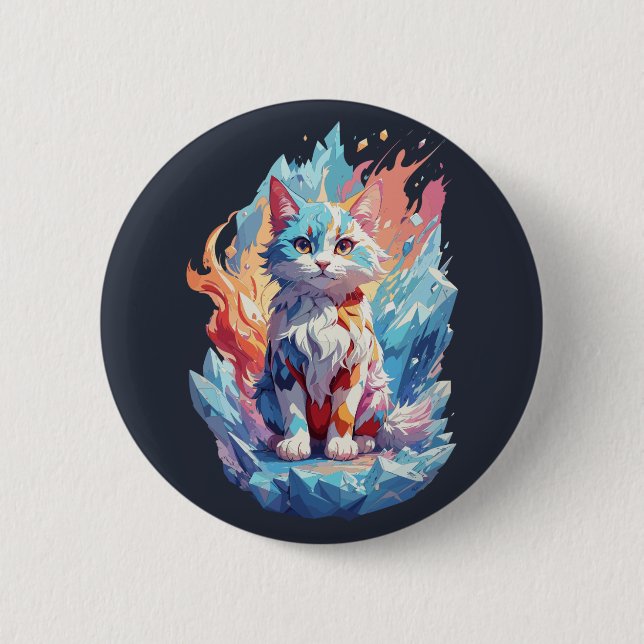 Niedliches Cat-Design Button (Vorderseite)