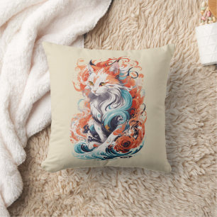 Niedliches Cat-Design im neo-traditionellen Stil Kissen