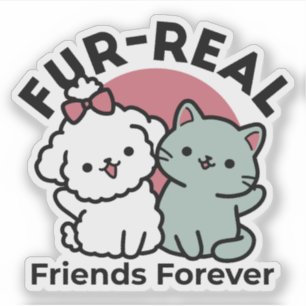 Niedliches Cat & Dog "Fur-Real Friends Forever"-De Aufkleber