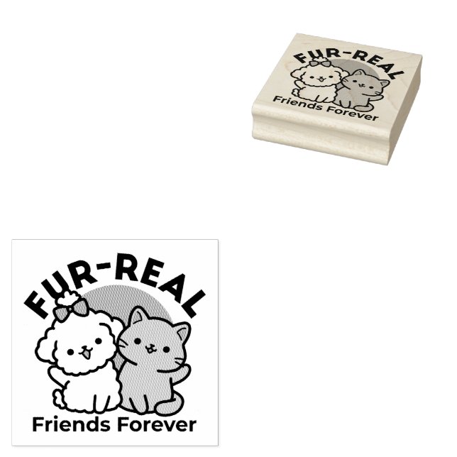 Niedliches Cat & Dog "Fur-Real Friends Forever"-De Gummistempel (Stempel)