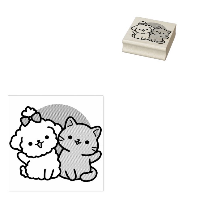 Niedliches Cat & Dog "Fur-Real Friends Forever"-De Gummistempel (Stempel)