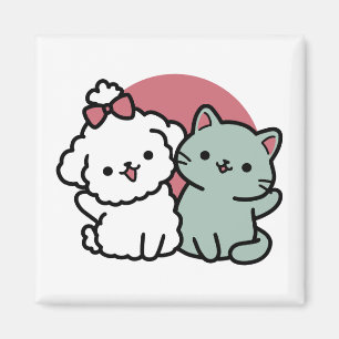 Niedliches Cat & Dog "Fur-Real Friends Forever"-De Magnet
