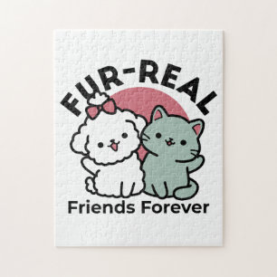 Niedliches Cat & Dog "Fur-Real Friends Forever"-De Puzzle