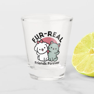 Niedliches Cat & Dog "Fur-Real Friends Forever"-De Schnapsglas