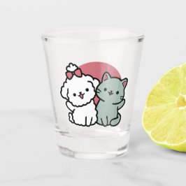 Niedliches Cat & Dog "Fur-Real Friends Forever"-De Schnapsglas