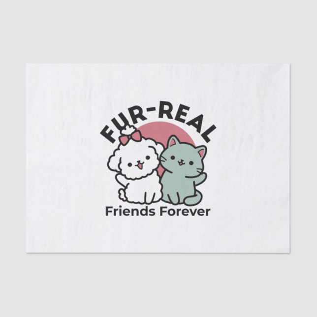 Niedliches Cat & Dog "Fur-Real Friends Forever"-De Seidenpapier (Vorderseite)