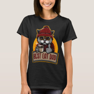 Niedliches Cat Drink Kaffee Bester Cat Vater Koffe T-Shirt