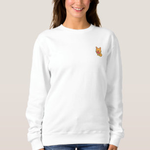 Niedliches Cat Eating Watermelon - Minimal Brust P Sweatshirt