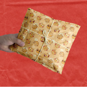 Niedliches Cat-Face-Muster Orange Seidenpapier