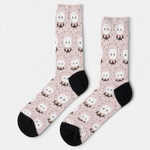 Niedliches Cat Face Pink Dotty Pattern Socken