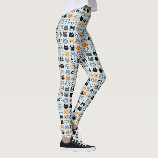 Niedliches Cat Faces Muster | Coole Cat Lover-Legg Leggings (Rechts)