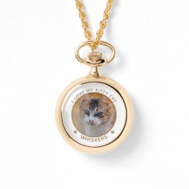 Niedliches Cat Foto Gold Name Paw Prints Personali Armbanduhr