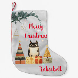 Niedliches Cat Foto Monogram Typografie Weihnachts Kleiner Weihnachtsstrumpf