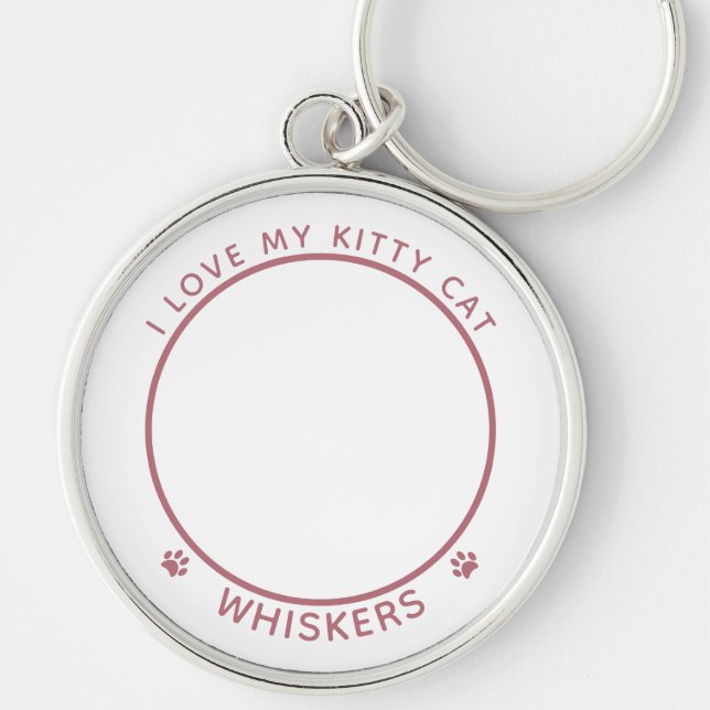 Niedliches Cat Foto Name Rosa Paw Prints Personali Schlüsselanhänger (Vorne)