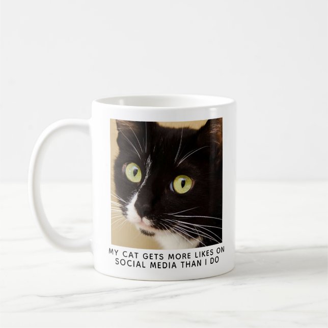 Niedliches Cat Foto Personalisiert Kaffee Tasse (Links)