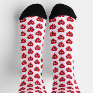 Niedliches Cat Foto Personalisiert Rotes Herz Socken